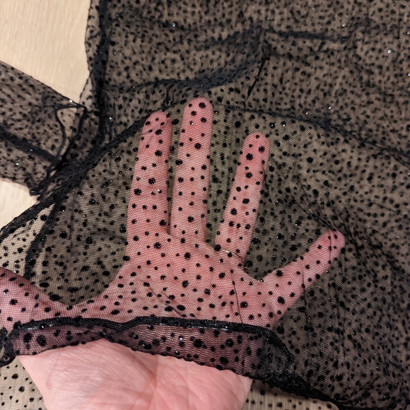 Sheer Black Long Sleeve Top with Sparkles - Picture 3 of 7